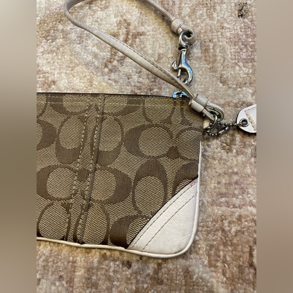 Coach Tan and White Wristlet - Picture 6 of 12